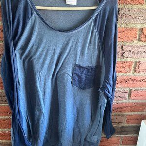 Danskin Now, 3XL, Blue Long Sleeve Shirt